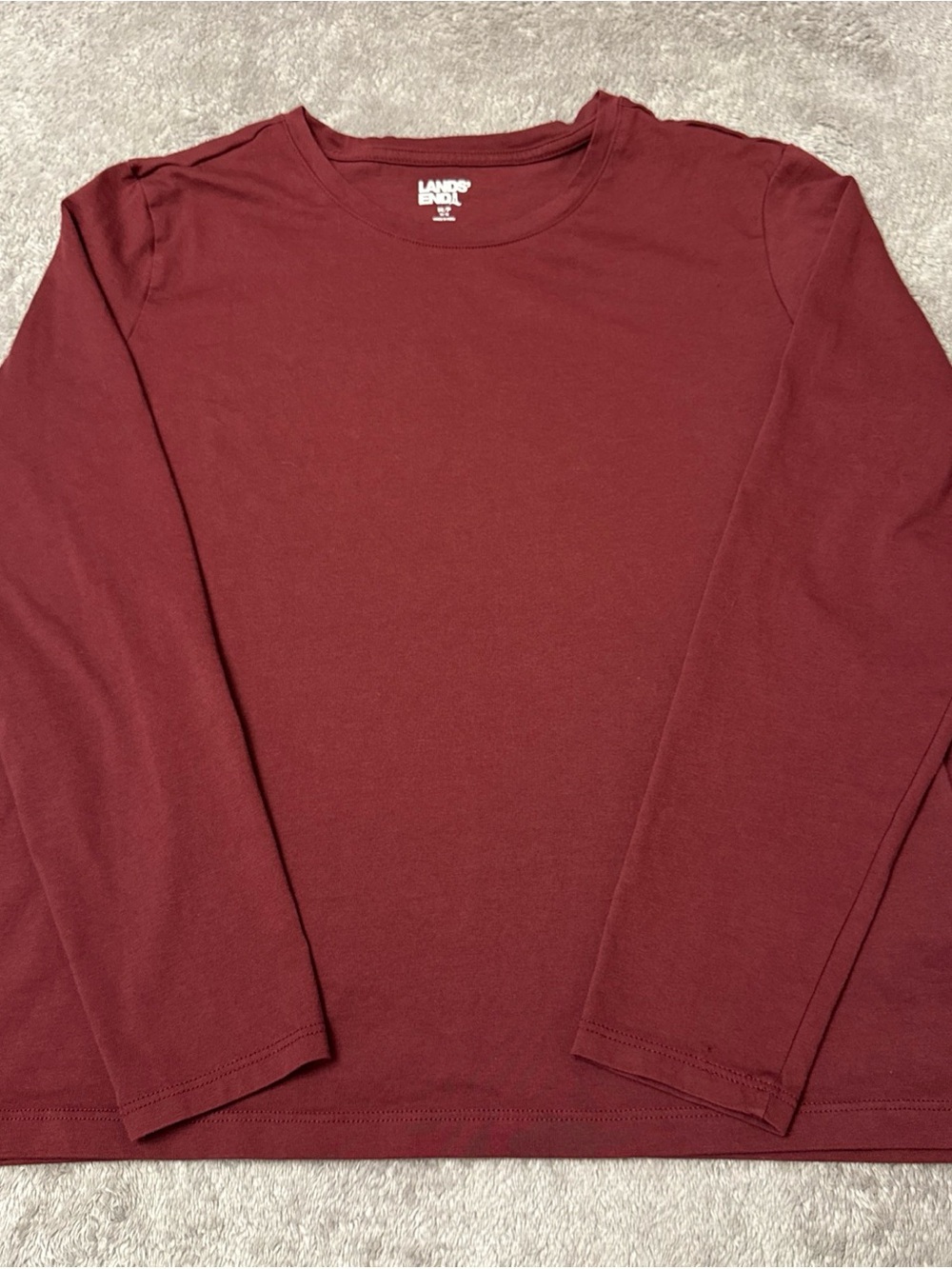 Lands' End Women’s Long Sleeve Crewneck Shirt - Wine Red, Size M/P (10-12)